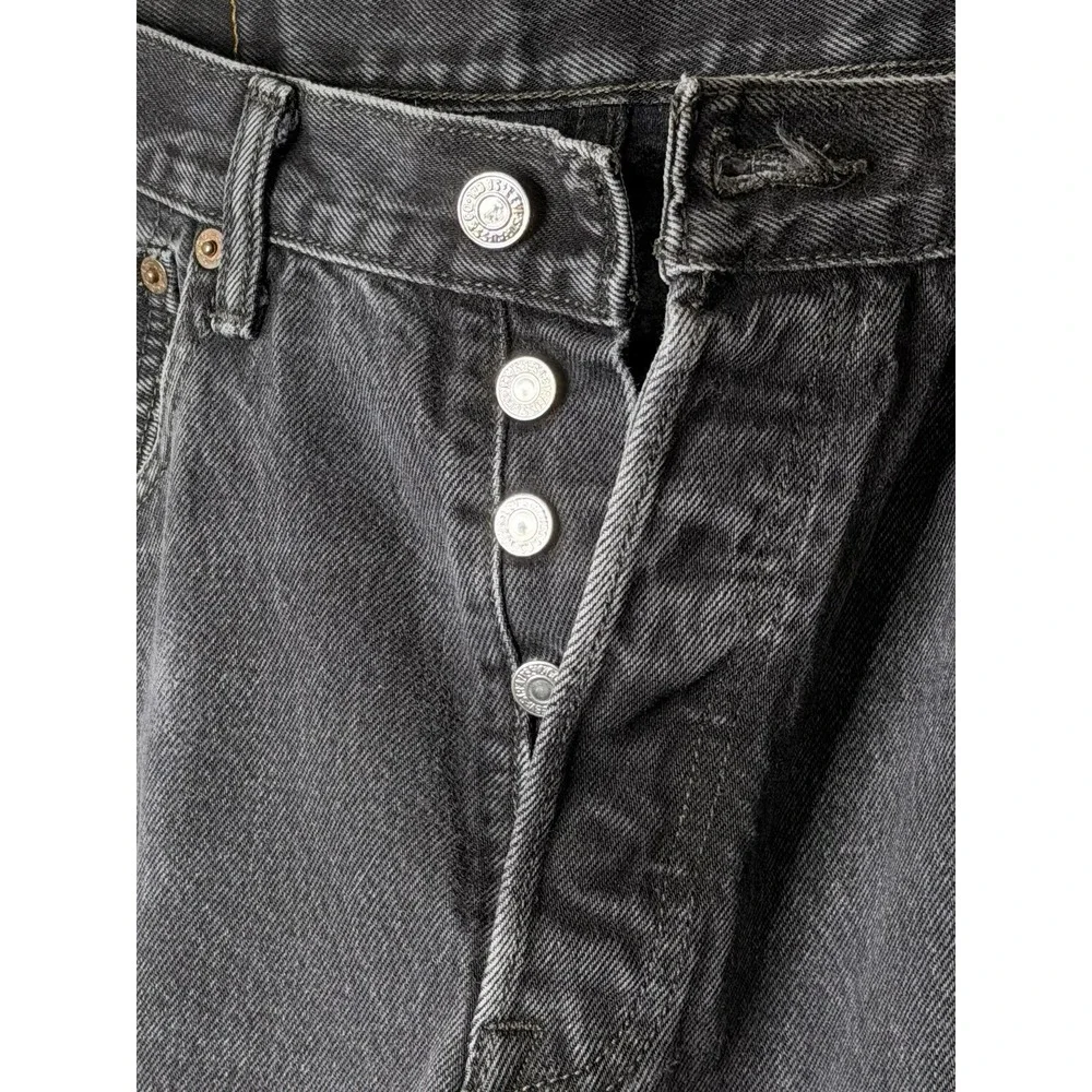 Levi's 501 Original Fit Jeans Men's 34x32 Black Button Fly Straight Denim Worn